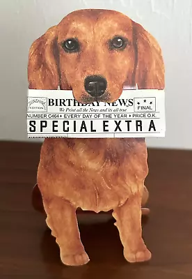 The Birthday News ~ 3D Birthday Card ~ Featuring A Dachshund ~ Diecut Card • $4.50