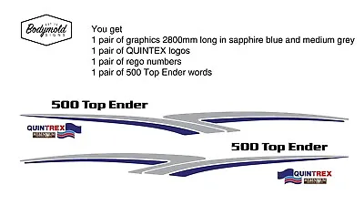 $310 • Buy Quintrex 500 Top End Graphics (2800mm) Bundle Incuding Rego Numbers And Logos