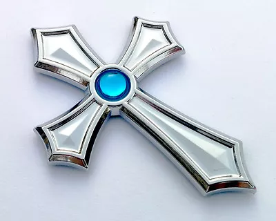 Christian Cross Jesus Cross Car Auto Bike Chrome Emblem Decal Sticker BLUE Dome • $7.49