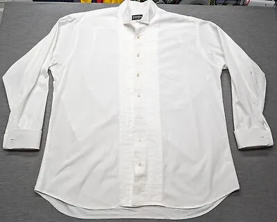 Vtg Gitman Bros Ruffled Tuxedo Shirt Men's 17.5 34 French Cuff Formal White USA • $29.95