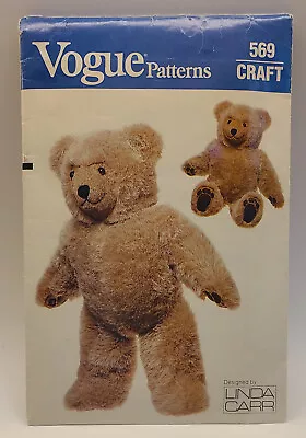 Vintage 1980's Vogue Sewing Pattern 569 - Craft 23  Stuffed Bear Pattern UNCUT • $10