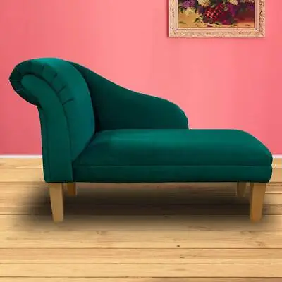 Green Velvet Chaise Longue Sofa Lounge Chair Handmade In Malta Emerald Fabric • £369