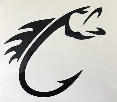 Fish Hook Decal 3.5  4.5  5.5  Fish ON Bait & Tackle Redfish Bass. Black Drum • $3.44
