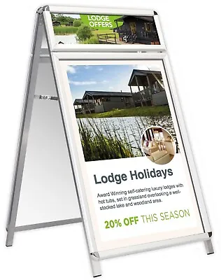 A1 Pavement Sign Poster Snap Frame Sign Display Stands A-board Plus With Header • £74.95