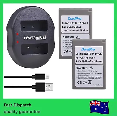 Waso Battery X2 & Dual USB Charger For Olympus BLS-5PEN E-PL8PEN E-PM2 • $56.90