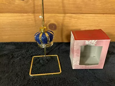 Vintage Montgomery Wards  We Three Kings  Ornament Blue Crown Gold Glitter • $8