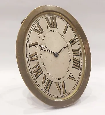 Vintage High Grade 15 Jewels Big Numbers Oval Travel Traveler Clock Rare See • $149