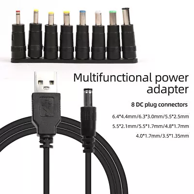 8 In 1 Universal Power Cable USB To DC 5.5 * 2.1mm Jack 5V Charging Cord New UK • £4.32