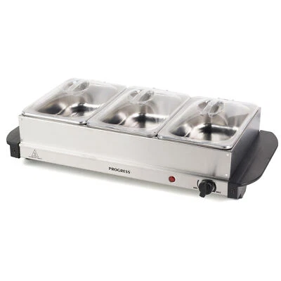 £31.34 • Buy Progress Food Buffet Server Warming Tray Hot Plate Chafing Dish 3 X 1.5L Pans