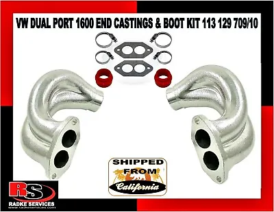 $104.45 • Buy Vw Dual Port 1600 End Castings & Boot Kit Type 1, 2 & 3 Bug 113 129 709/10 Radke