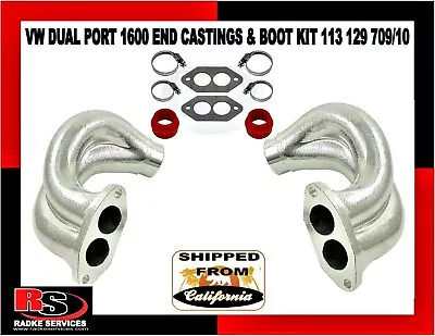 Vw Dual Port 1600 End Castings & Boot Kit Type 1 2 & 3 Bug 113 129 709/10 Radke • $104.45