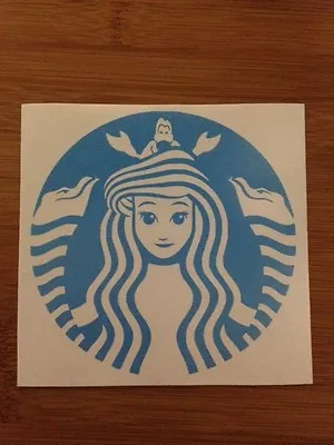 Little Mermaid Ariel Starbucks Vinyl Sticker Disney Cute Boy Girl Truck Car Wall • $3.95