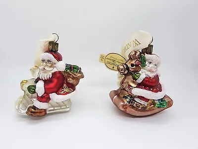$24.99 • Buy Waterford Holiday Heirlooms Santa Ornaments Set Of 2