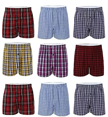 1-24 Pack 100% Cotton Mens Woven Boxer Shorts Underwear Button Fly S To 6XL • £3.99