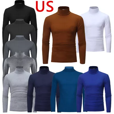 US Men Mock Turtleneck Undershirt Mens Long Sleeve Base Layer Thermal Shirts Top • $14.09