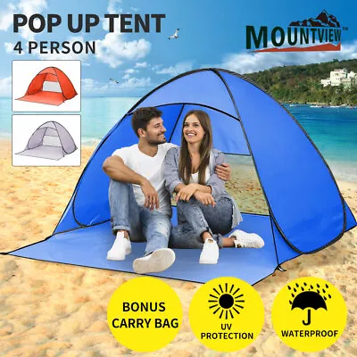 $33.99 • Buy Mountview Pop Up Beach Tent Camping Portable Hiking Tents 4 Person Shelter