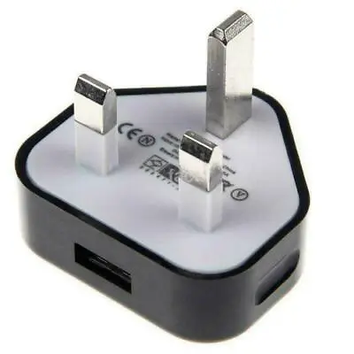 UK Plug Mains Wall 3 Pin USB Power Adaptor Charger For Mobile Phones Black UK • £3.75