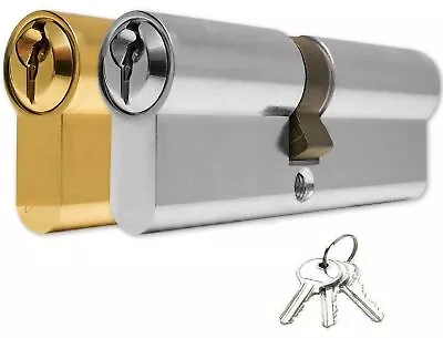 Euro Cylinder Barrel Door Lock UPVC PVC Wooden Door Key Turn Silver/SN & Brass • £6.99