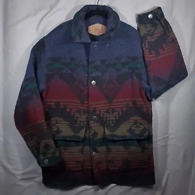 Vintage Woolrich Jacket Mens Medium M Wool Aztec Navajo Southwest Button Coat • $149.99
