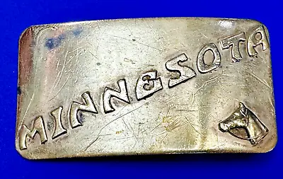 Vintage Minnesota State Horse Head Commemorative Brass Vintage Belt Buckle • $14.99