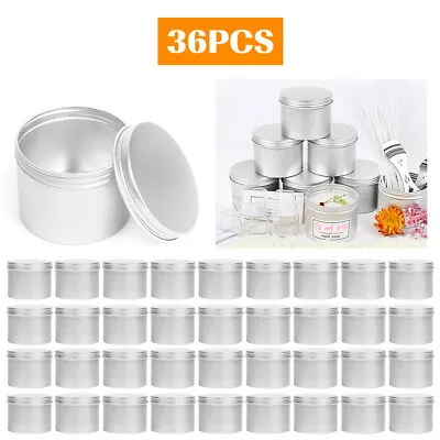 36pcs Silver DIY Candle Making Tins 100ml Empty Storage Jars With Screw Lids US • $38.05