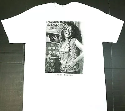 JANIS JOPLIN T-shirt 100% Cotton Mens Tee White New  • $15.99