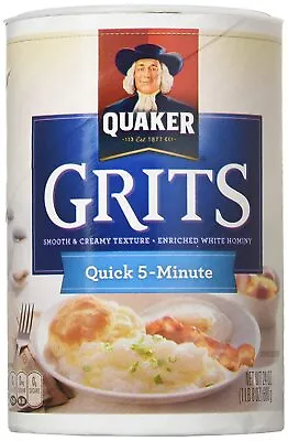 Quaker Regular Quick Grits Case Of Twelve 1.5 LB (24 Oz) Canisters • £40.05