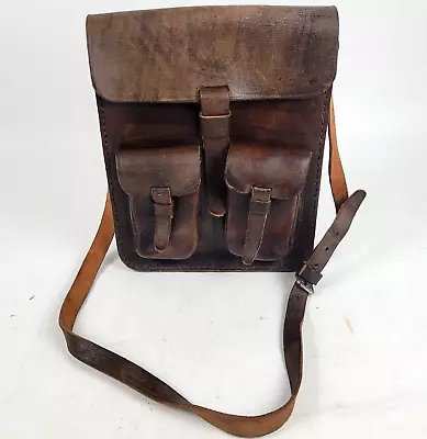 Handmade Sturdy Thick Leather Rustic Crossbody Satchel Travel Bag • $39.99