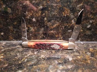 KA-BAR Dog Head 2 Blade Pocket Knife Bone NY USA Never Used • $175