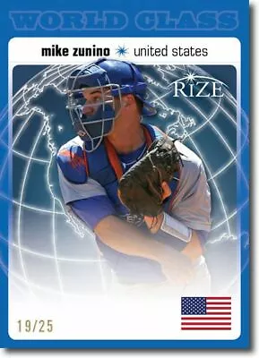 MIKE ZUNINO 2012 Rize Rookie Emerald BLUE Paragon WORLD CLASS RC #/25 • $9.99