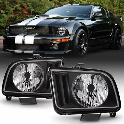 Matte Black Housing Headlight Driving Lamp Replacement 05-09 Ford Mustang S197 • $72.95