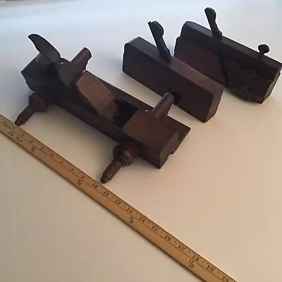 Antique Wood Planes Set Of 3 Adjustable 14 Inch Sash Plow Skewed And Box • $349.99