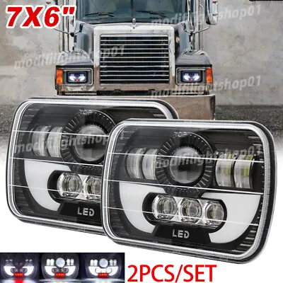 PAIR 7X6'' 5X7  LED Headlights Sealed Beam Halo DRL For Mack CH CH600   Truck • $56.89
