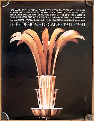 Vintage Poster The Design Decade 1931-1941 F&M Marquette Bank Art Deco 22  X 28  • $39