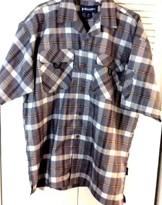  Shirt XL Fishing Men's Veezo Outdoors Short Sleeve Plaid Gray White Polyester • $11.99