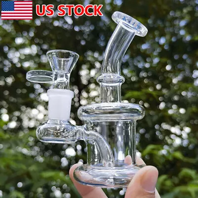 4.5 Inch Mini Glass Bong Perc Premium Quality Water Pipe Hookah Bubbler W/Bowl • $13.99