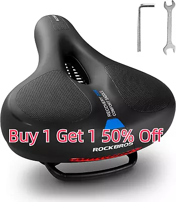 ROCKBROS Bike Seat Comfort Bike Saddle Mountain Bike Soft Wide Bike Seat Cushion • $23.99