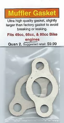 49cc 66cc & 80cc Motor Bike/Motorbike Muffler/Exhaust Gasket 2 Pack NIP • $8.99