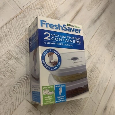 $19.18 • Buy Food Saver Fresh Saver 2 Pack Vacuum Storage Containers 1/2 Quart Size.