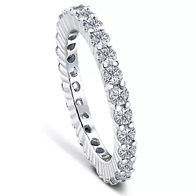 G/VS 1ct Diamond Wedding Eternity Ring Womens Wedding Band 14K White Gold • $399.99