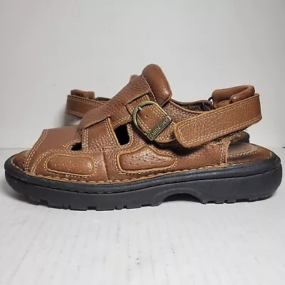 Earth Shoes Mens Size 9.5 Brown Leather Floater 6 Buckle Cushioned Sandals • $19.99