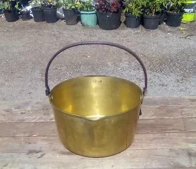 Antique Victorian Large Heavy Solid Brass Maslin / Jam / Preserve Making Pan Pot • £75