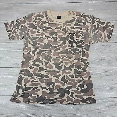 Vintage 80s Camouflage Short Sleeve Pocket T Shirt Mens M Duck Camo Grunge 90’s • $14.75