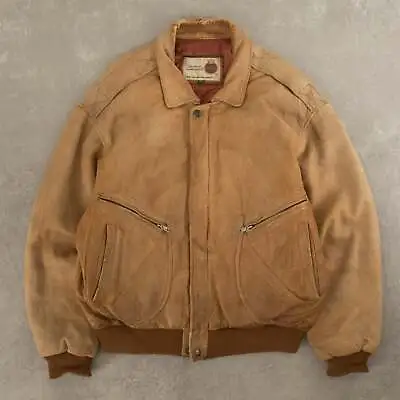 Vintage 80s G-2 Leather Bomber Jacket XL Men's Tan Brown • $74.67