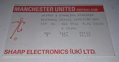 TICKET STUB- MANCHESTER UNITED V CHARLTON ATHLETIC- AUGUST 1986 • £5.99