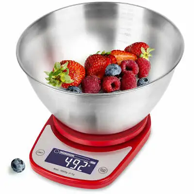 Duronic Red Digital Kitchen Scales KS5000 RD/SS | 2.5L Bowl | 5KG Capacity | Add • £24.99