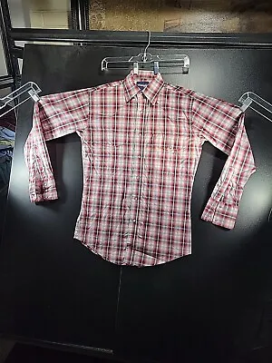 Wrangler Western Long Sleeve Pearl Snap Shirt Men's S Red Plaid Small Mens • $16