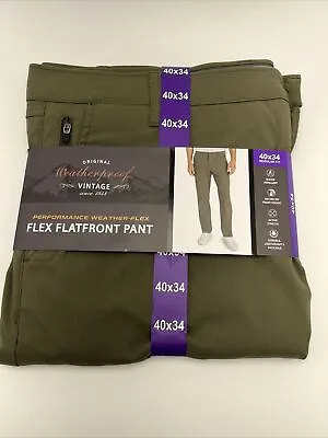 Weatherproof Vintage Men's Size 40x34 Green Regular Fit Elastic Waist Pants NWT • $17
