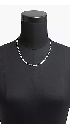 NWT J. Crew Silver T-Bar Paper Clip 16 1/4” Link Chain Necklace MSRP $32.50 • $15