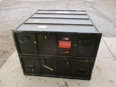 Vintage Large Military Storage Box Aluminum 33  High X 44  X 47  Two Part Style  • $400